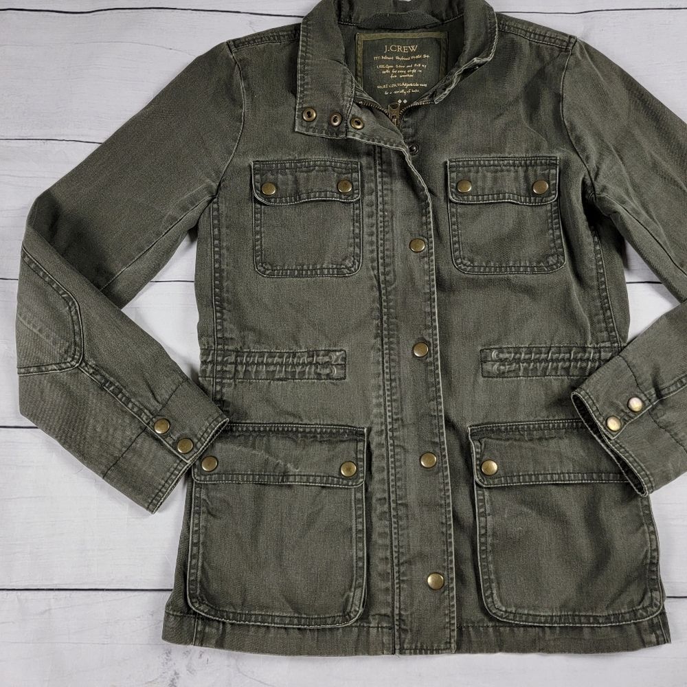 J Crew Relaxed Boyfriend Field Jacket Green XS - Picture 5 of 9